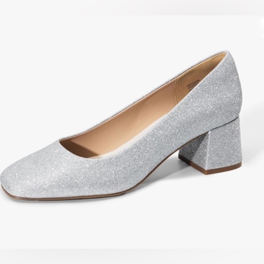 Dream Pairs Glittery Silver Block Heels Size 8 - Picture 16 of 16